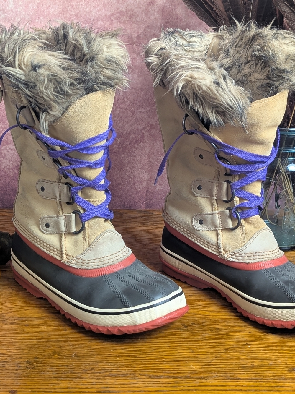 Sorel Joan of Arctic Waterproof Winter Snow Boots Tan Fur Women’s Size 6